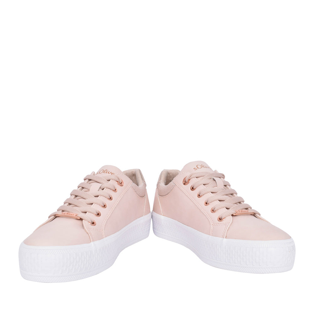 Ladies 5-23600 Laced Trainer In Rose