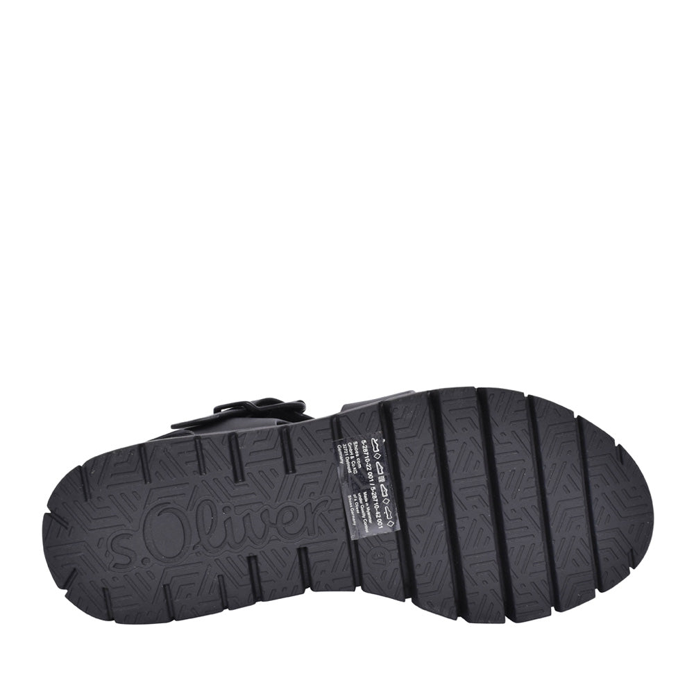 Ladies 5-28710 Low Heel Sandal In Black