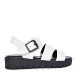 Ladies 5-28710 Low Heel Sandal In White
