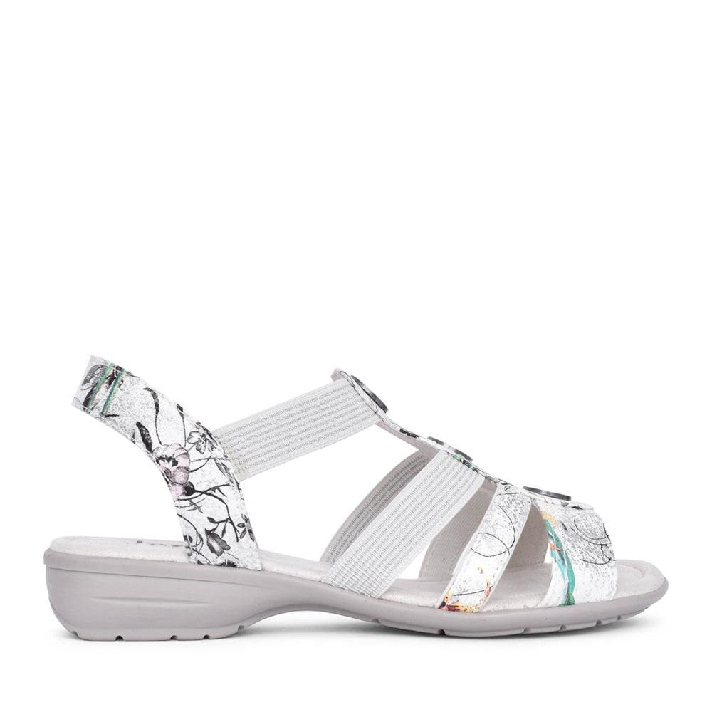 Ladies 8-28165 Low Heel Sandal In White