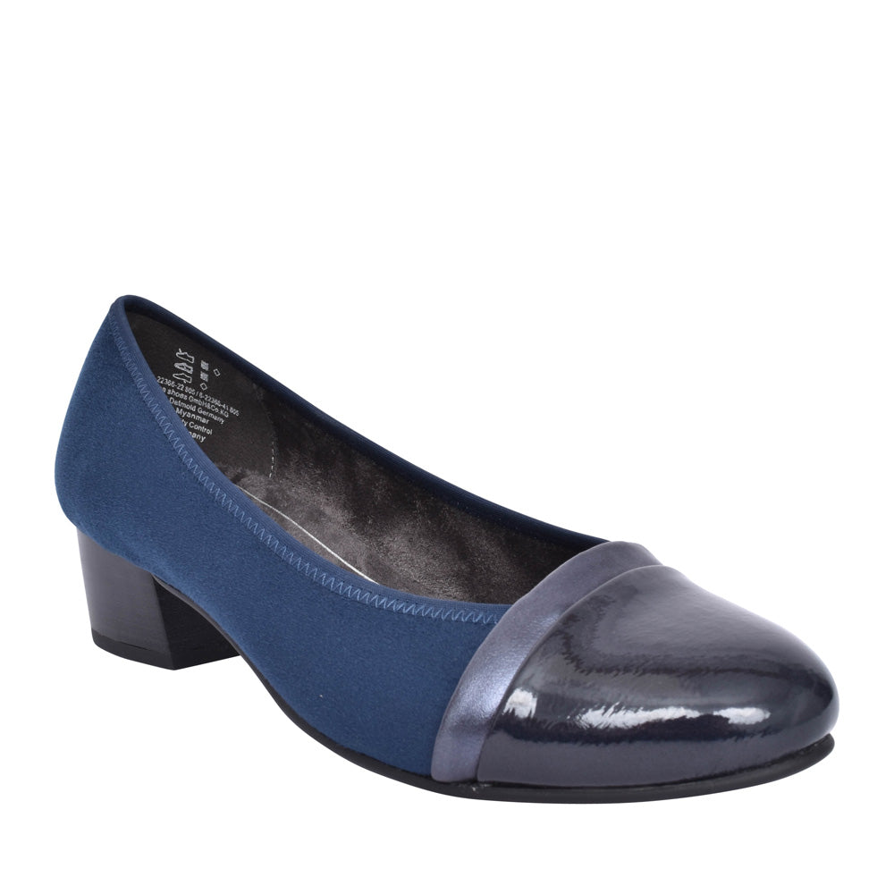 Ladies 8-22366 Low Heel Court Shoe In Navy