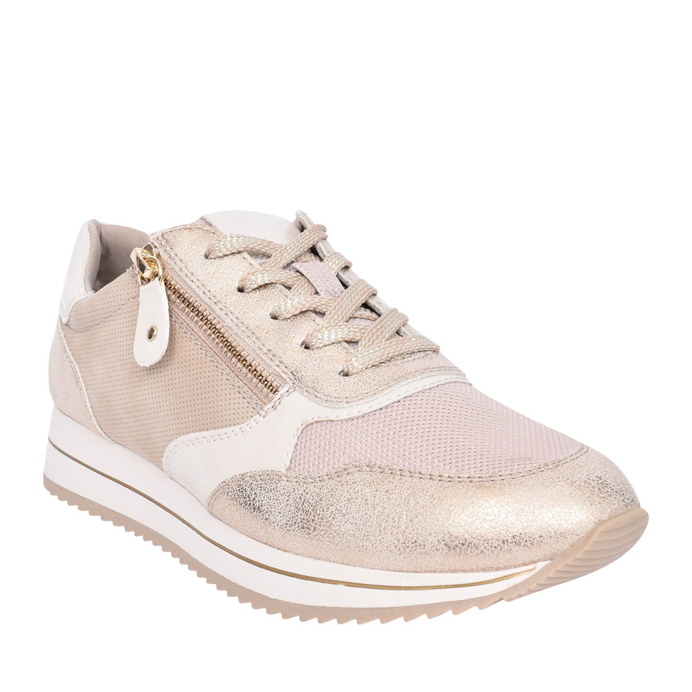 Ladies 8-23763 Laced Trainer In Beige