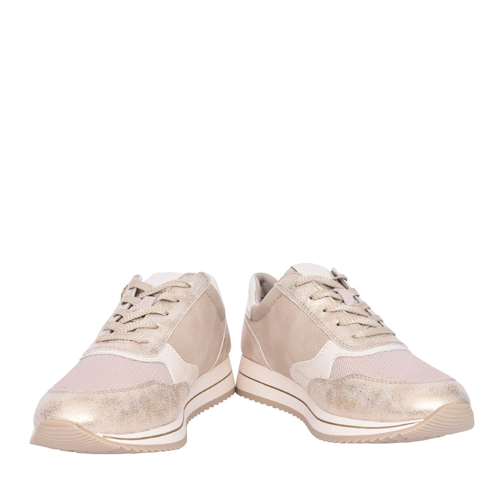 Ladies 8-23763 Laced Trainer In Beige