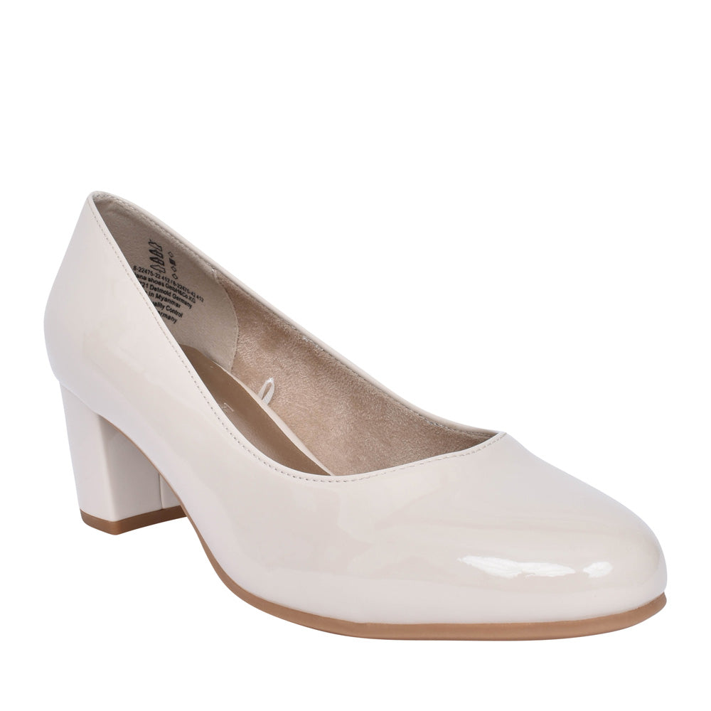 Ladies 8-22475 Low Heel Court Shoe In Ivory