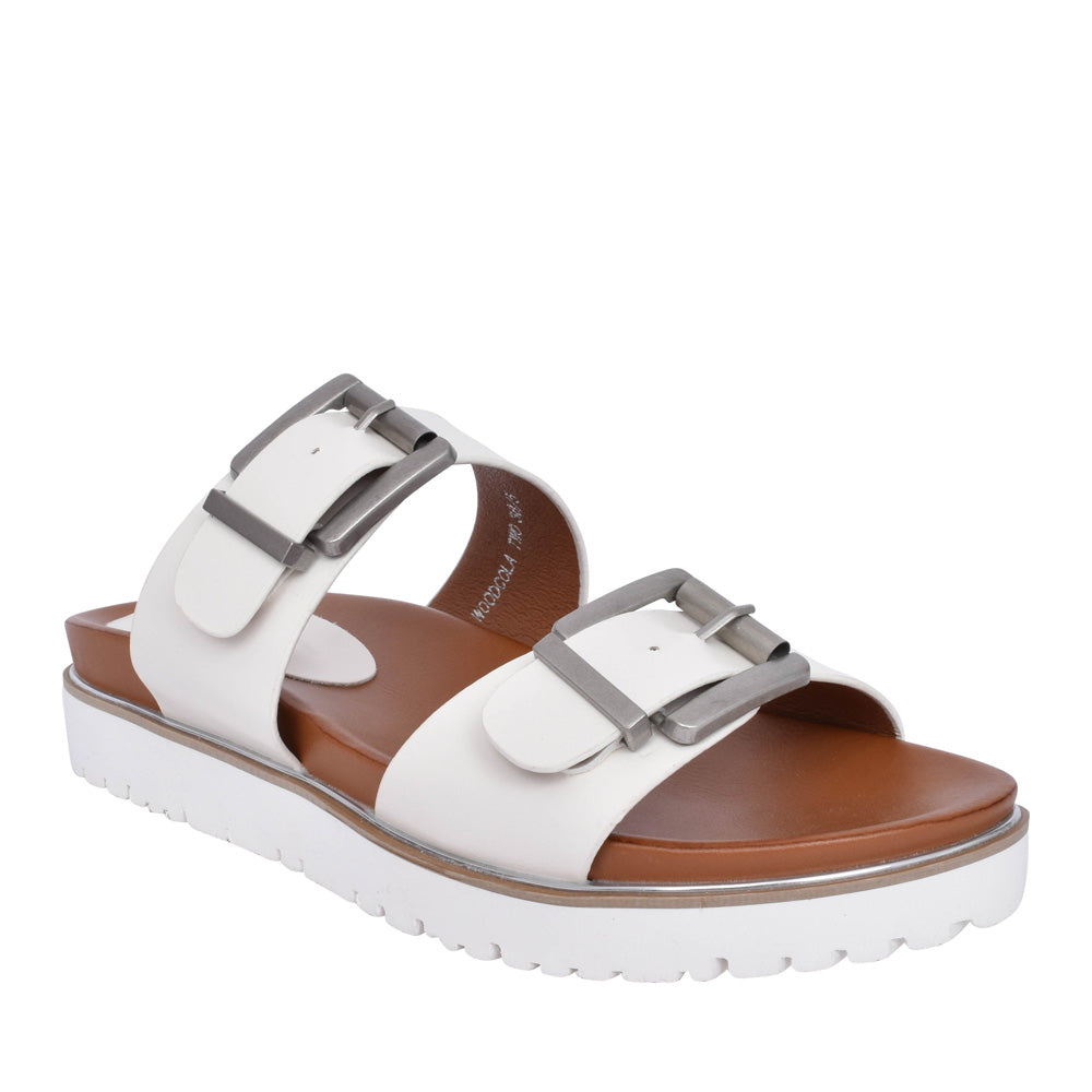 Ladies Woodcola Double Strap Mule In Pearl