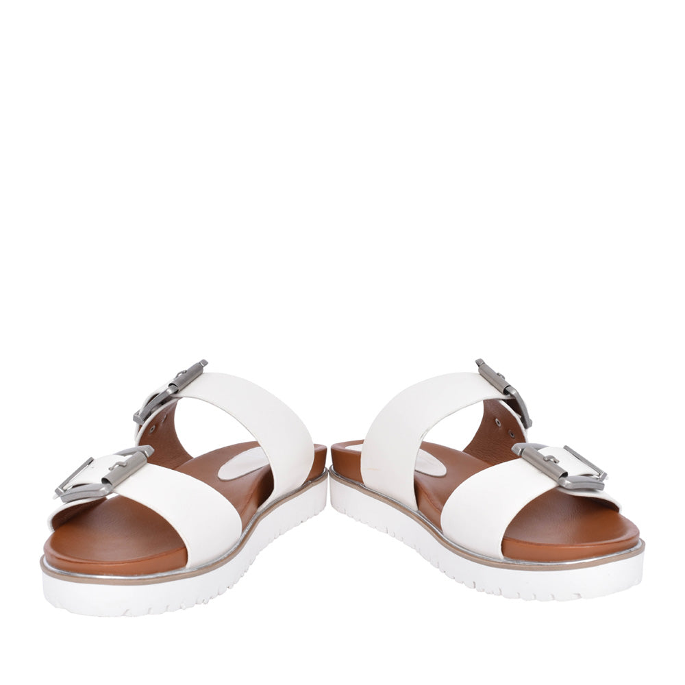 Ladies Woodcola Double Strap Mule In Pearl