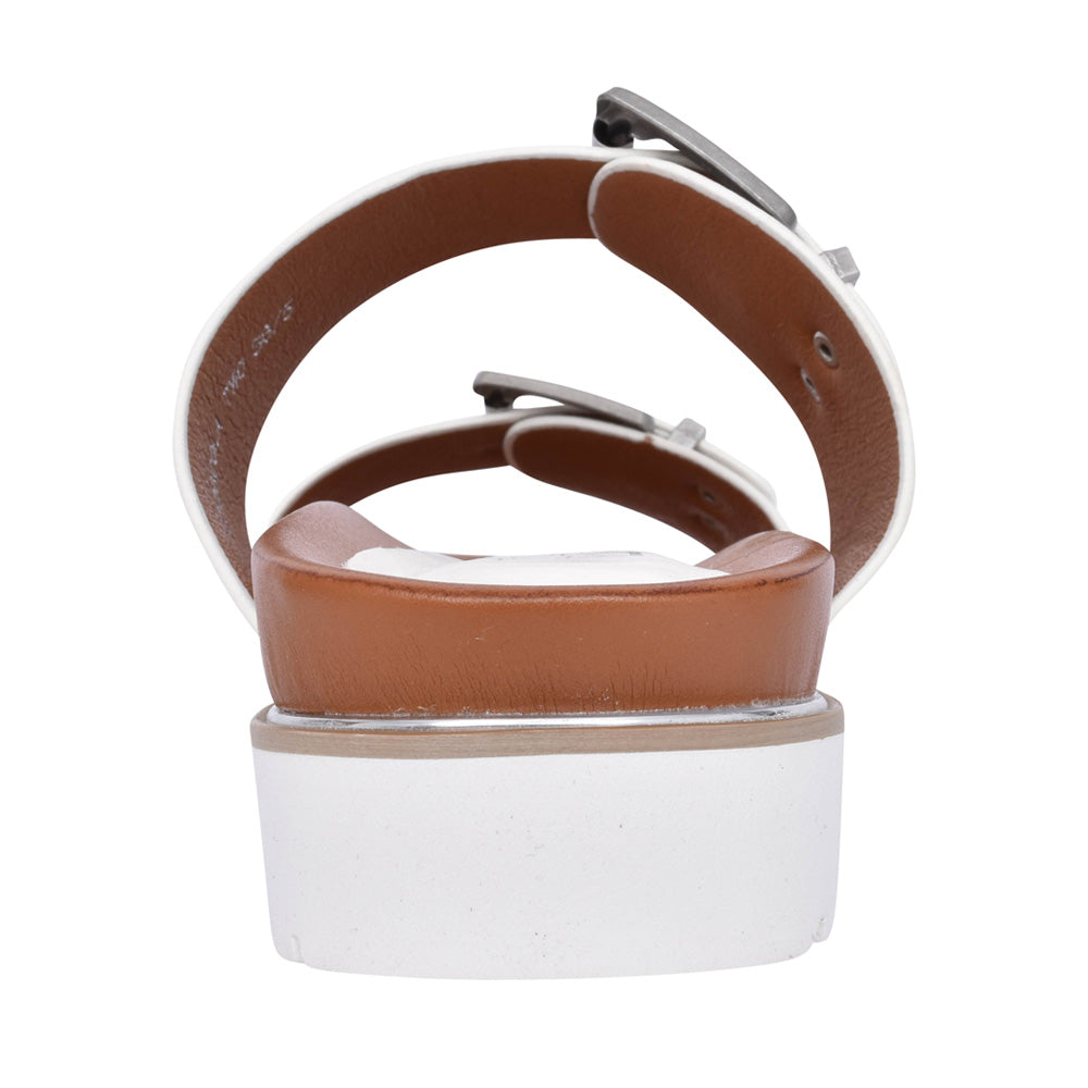 Ladies Woodcola Double Strap Mule In Pearl