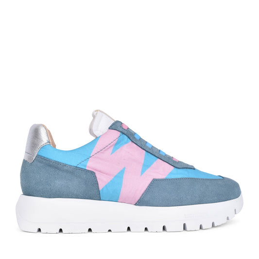 Ladies A-2422-t Laced Trainer In Blue
