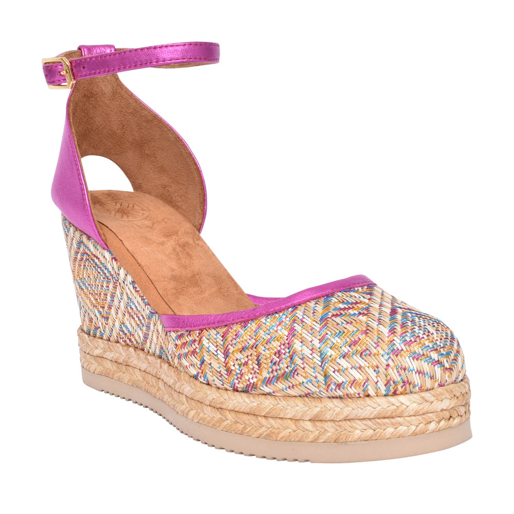 Ladies Cameo Wedge Shoe In Multi-colour