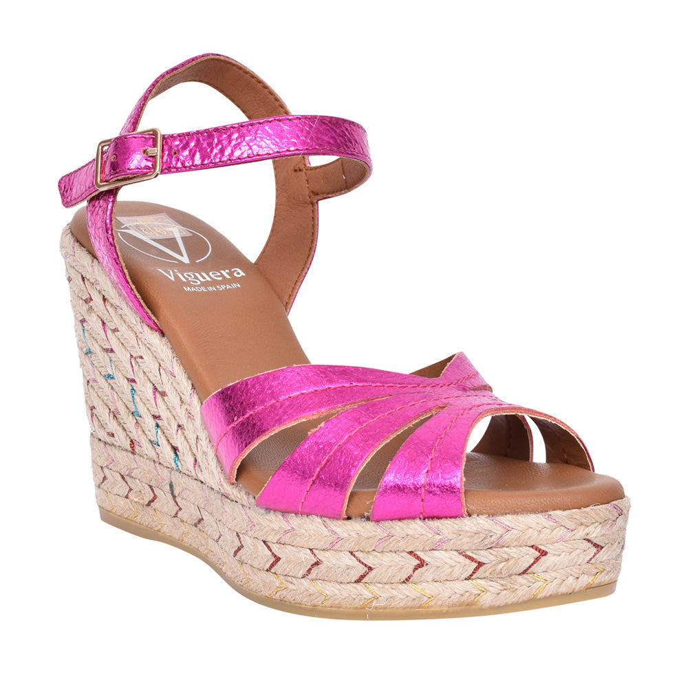 Ladies 2046 Wedge Sandal In Fuchsia