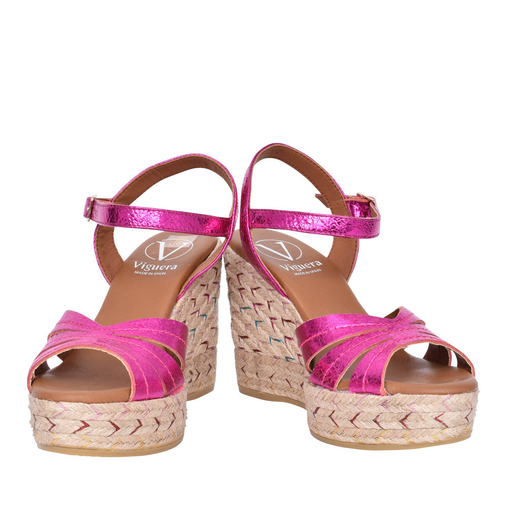 Ladies 2046 Wedge Sandal In Fuchsia