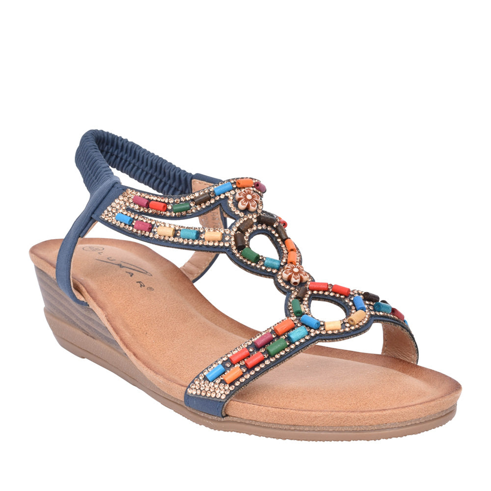 Ladies Epsom Jlh478 Wedge Sandal In Navy