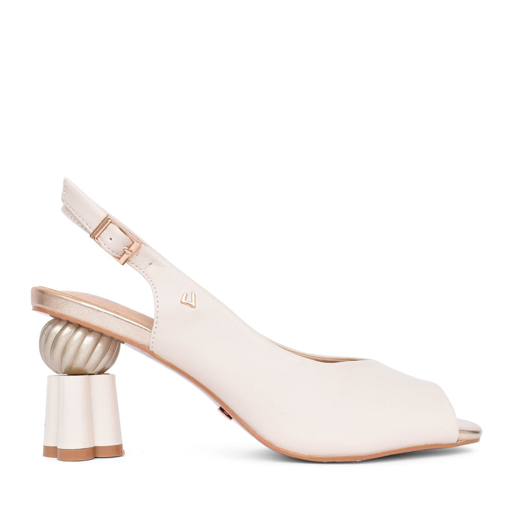 Ladies Alone Together Medium Heel Slingback In Beige