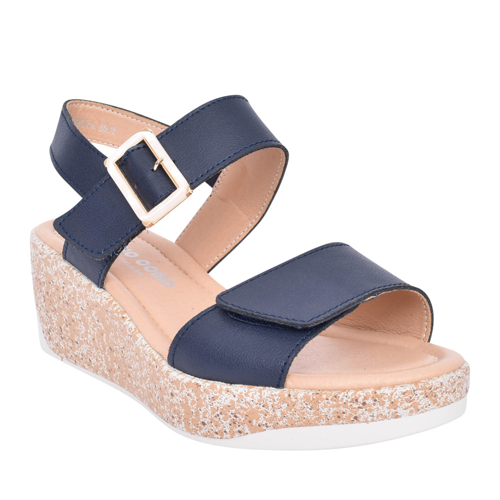 Ladies Agerola Wedge Sandal In Navy