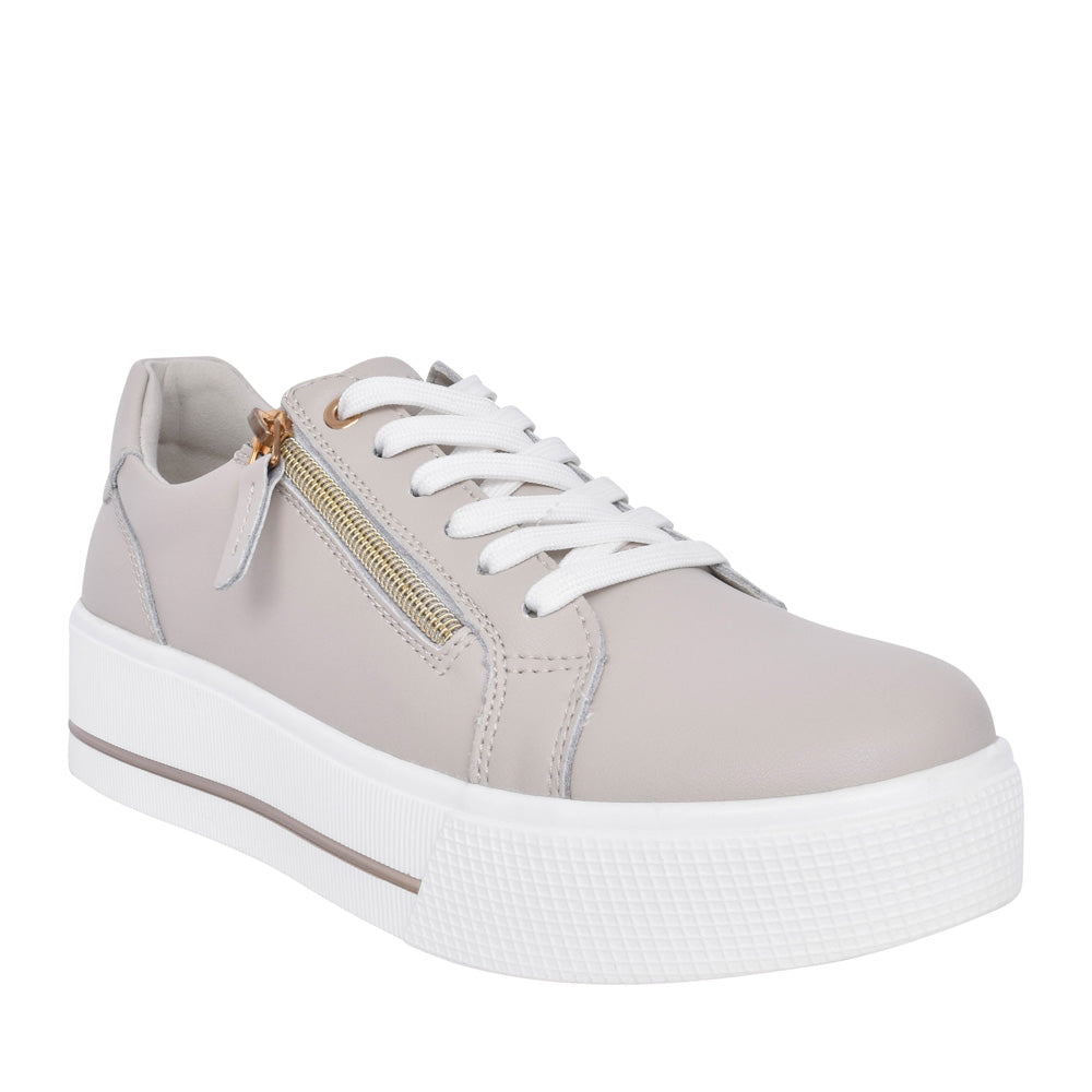 Ladies Ravenna Platform Trainer In Beige