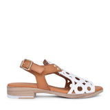 Ladies 9-654 Low Heel Sandal In White