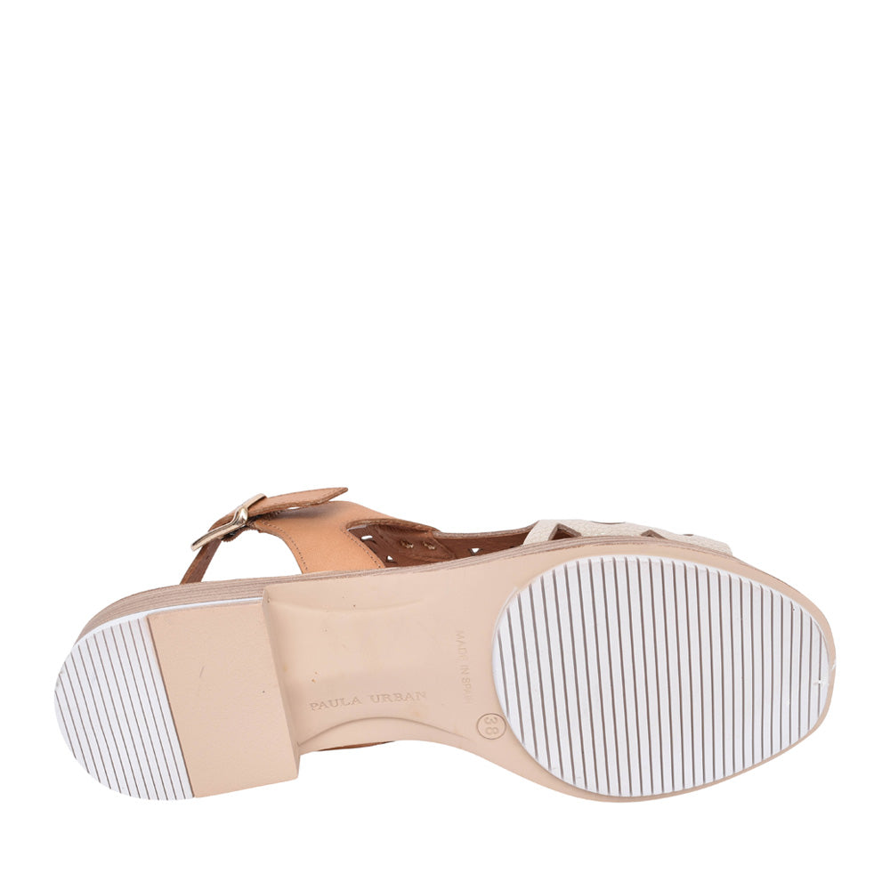Ladies 9-654 Low Heel Sandal In Platino