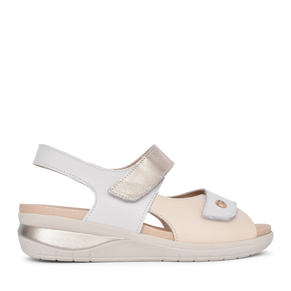 Ladies 2800 Velcro Sandal In Off White