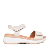 Ladies 5411 Velcro Sandal In Stone