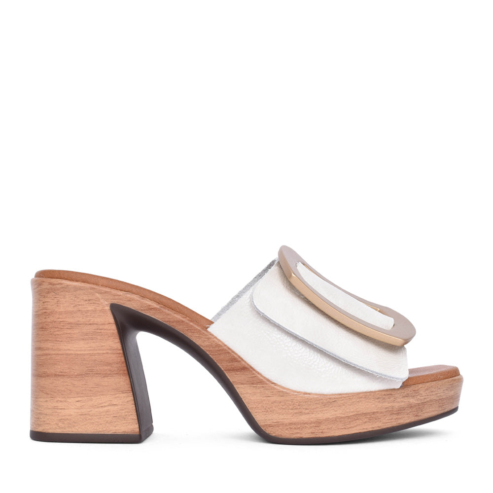 Ladies 5394 Medium Heel Mule In Ivory