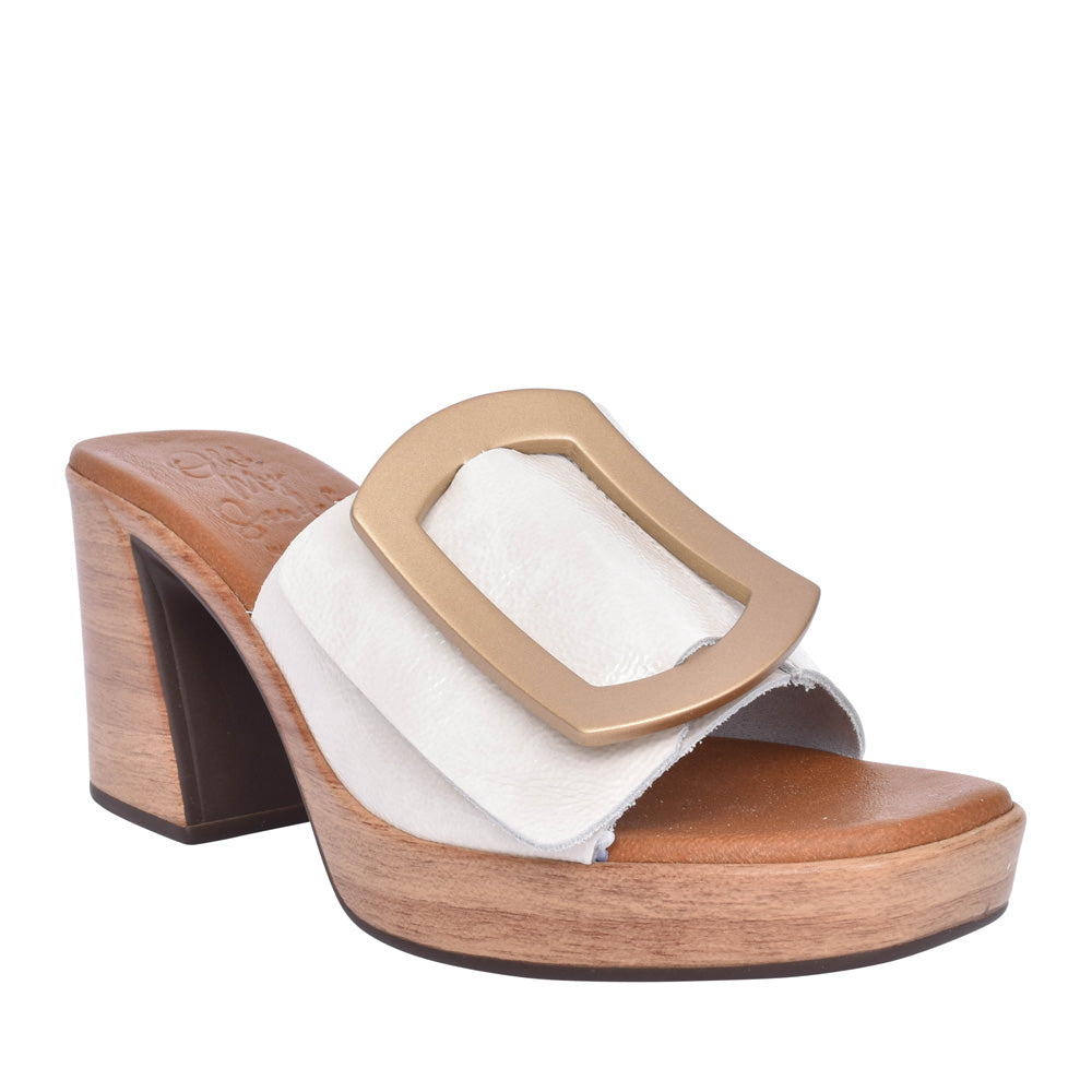 Ladies 5394 Medium Heel Mule In Ivory