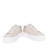 Ladies E409967d Laced Trainer In Beige
