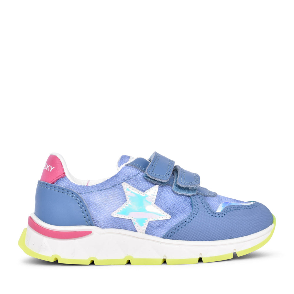 Girls 299010 Double Velcro Trainer In Denim