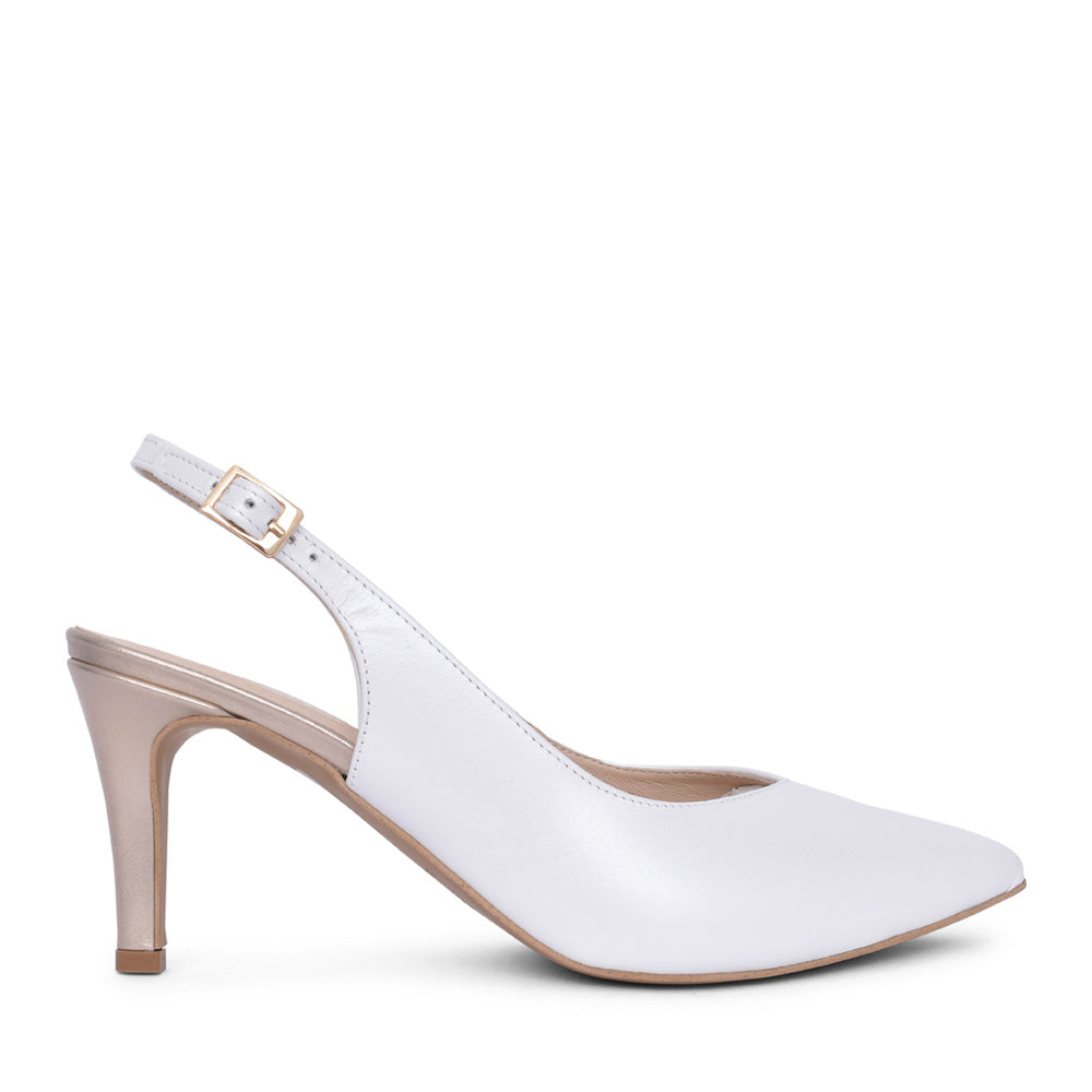 Ladies S8183 Medium Heel Sling Back In White