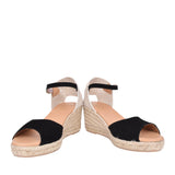 Ladies Staple Wedge Peep Toe Shoe In Black