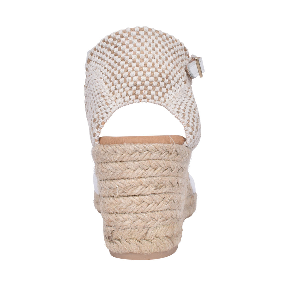 Ladies Staple Wedge Peep Toe Shoe In White