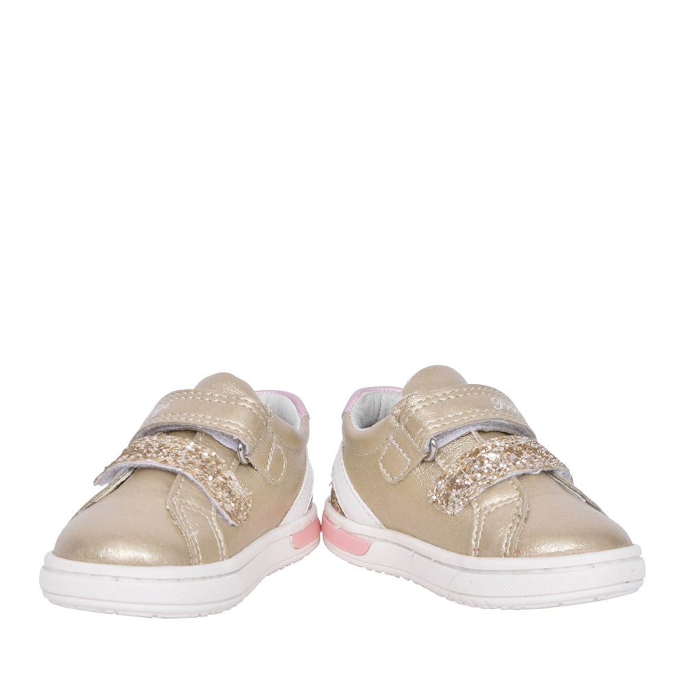 Girls 5905200 Baby Dude Double Velcro Shoe In Gold