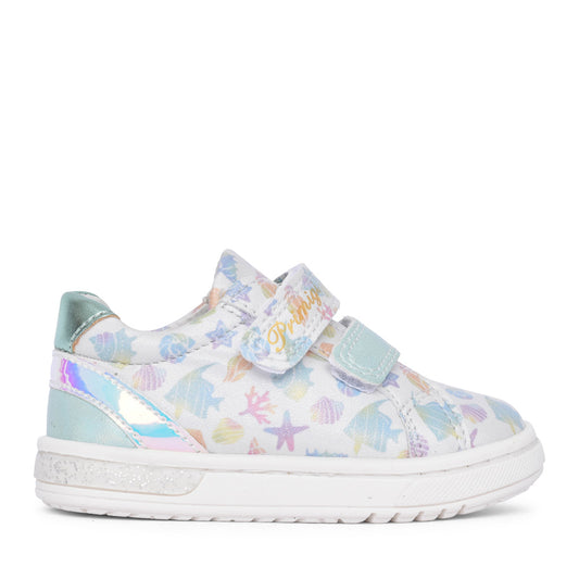 Girls 5905322 Baby Dude Double Velcro Shoe In White Multi