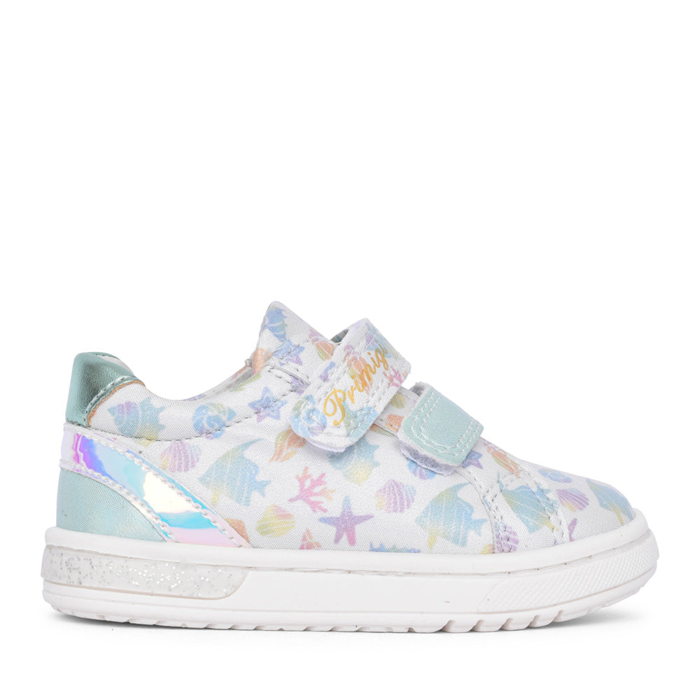 Girls 5905322 Baby Dude Double Velcro Shoe In White Multi