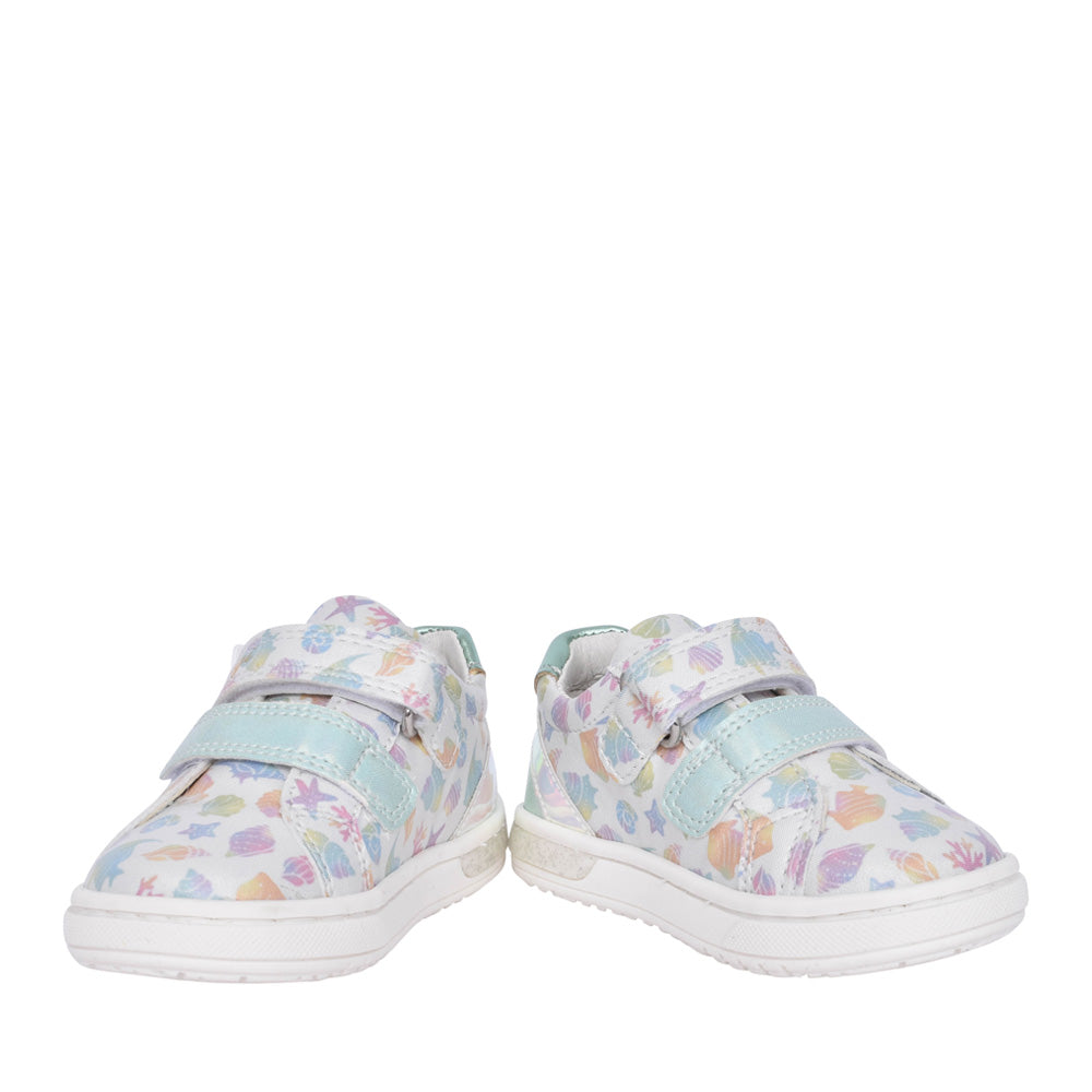 Girls 5905322 Baby Dude Double Velcro Shoe In White Multi