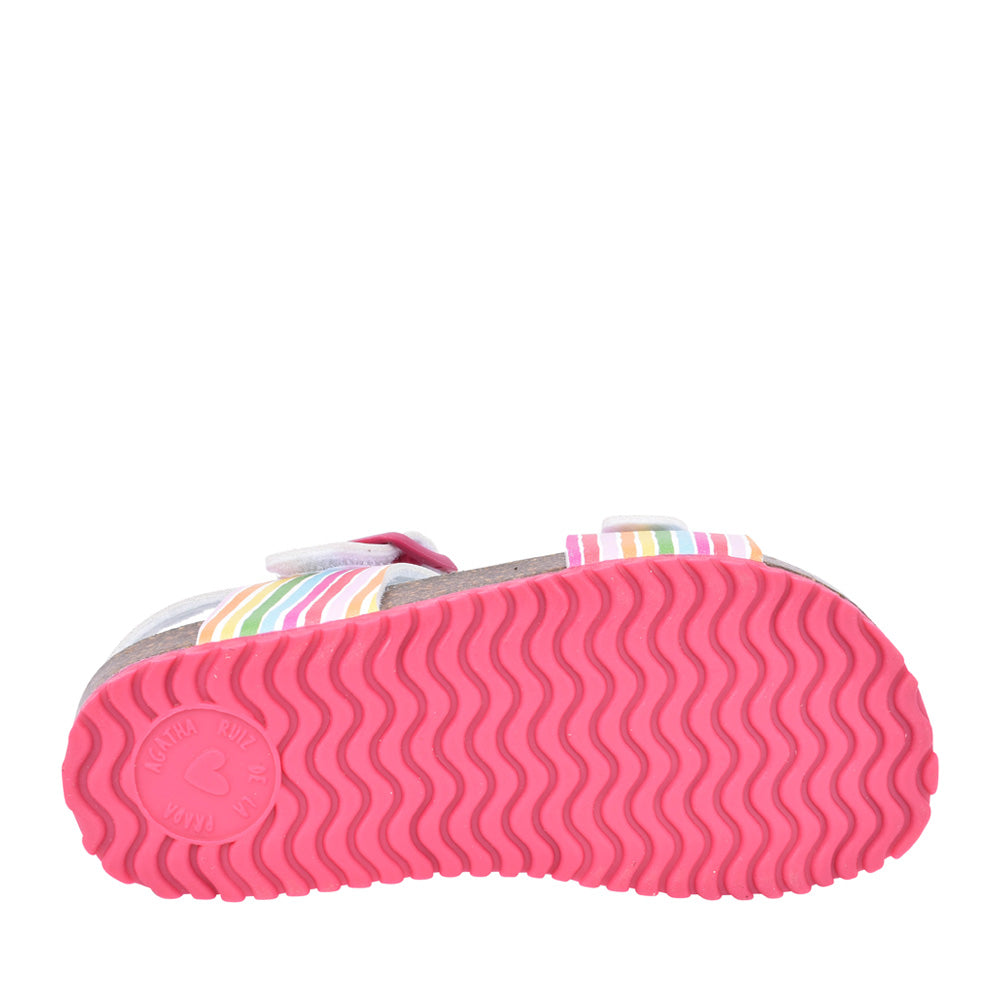Girls 242939 Velcro Sandal In White Multi