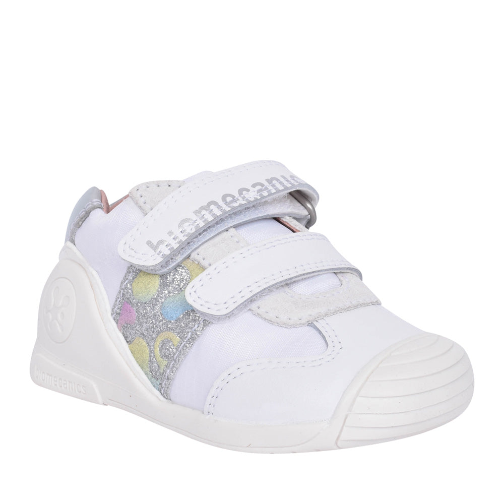 Girls 242112 Double Velcro Shoe In White