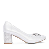 Ladies 5754 G-fit Medium Heel Court Shoe In Silver