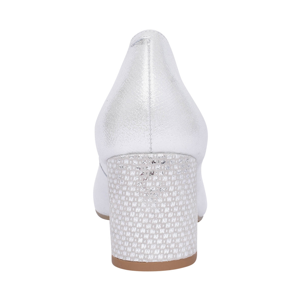 Ladies 5754 G-fit Medium Heel Court Shoe In Silver