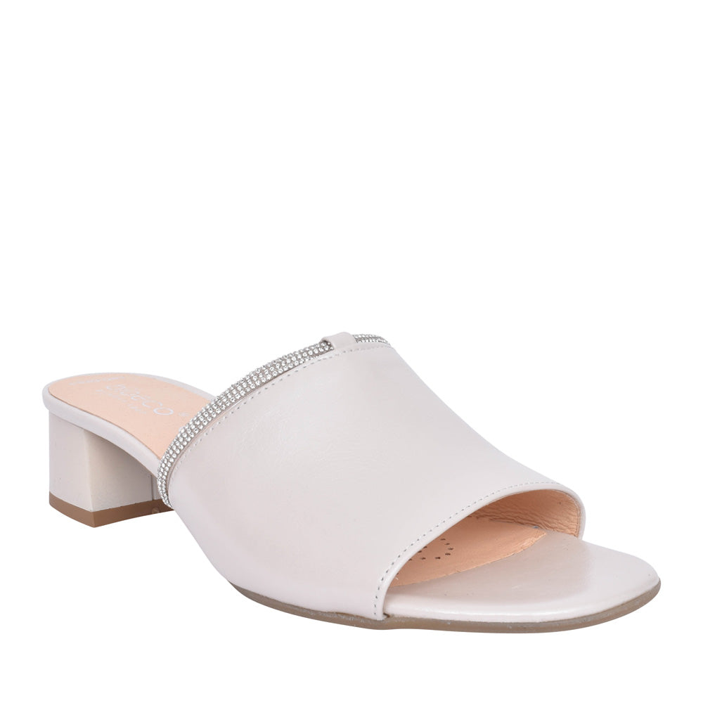 Ladies 4092 Block Heel Mule In Pearl