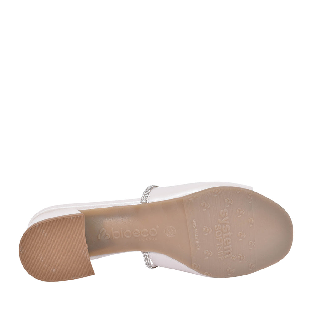 Ladies 4092 Block Heel Mule In Pearl