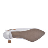 Ladies 4009 G-fit Medium Heel Sling Back Shoe In Silver