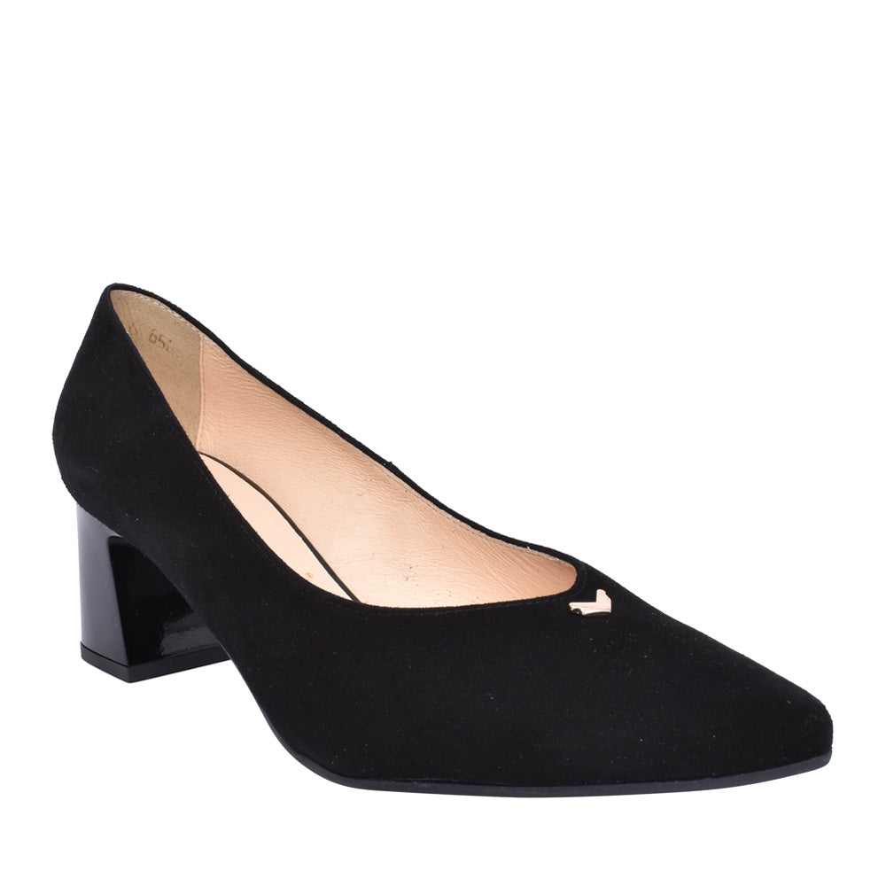 Ladies 6508 G-fit Medium Heel Court Shoe In Black