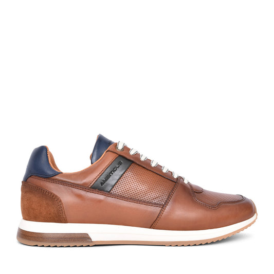 Mens 11240 Slow Laced Trainer In Cognac
