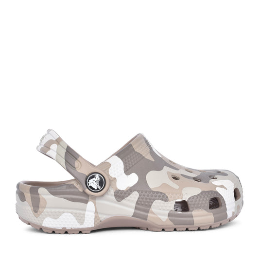 Boys 207594 Classic Printed Camo Clog K In Mushroom