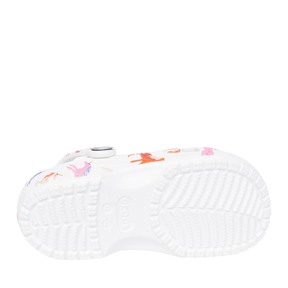 Girls 209695 Classic Unicorn Print Clog In White Multi