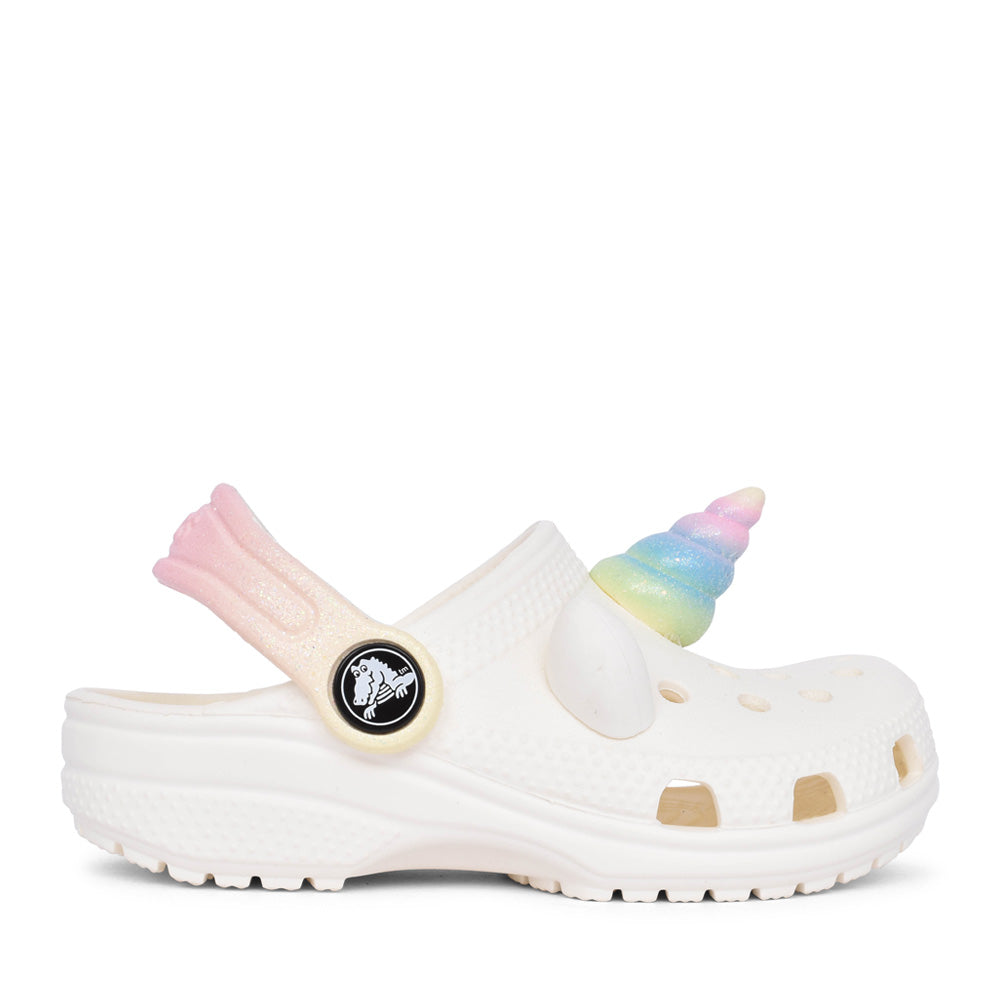 Girls 209701 Rainbow Unicorn Classic Clog T In Chalk