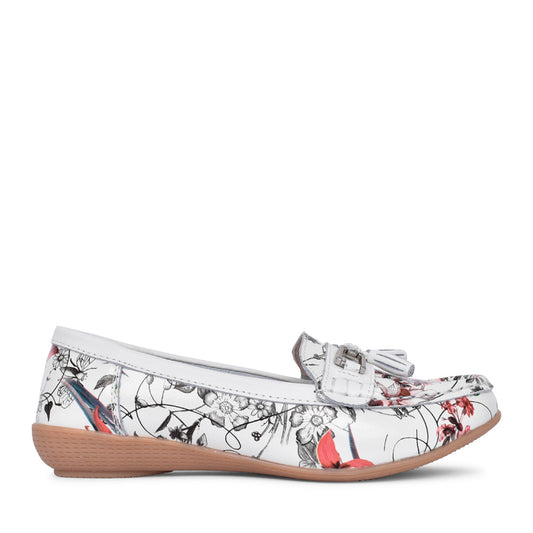 Ladies Botanical Slip-on Shoe In White