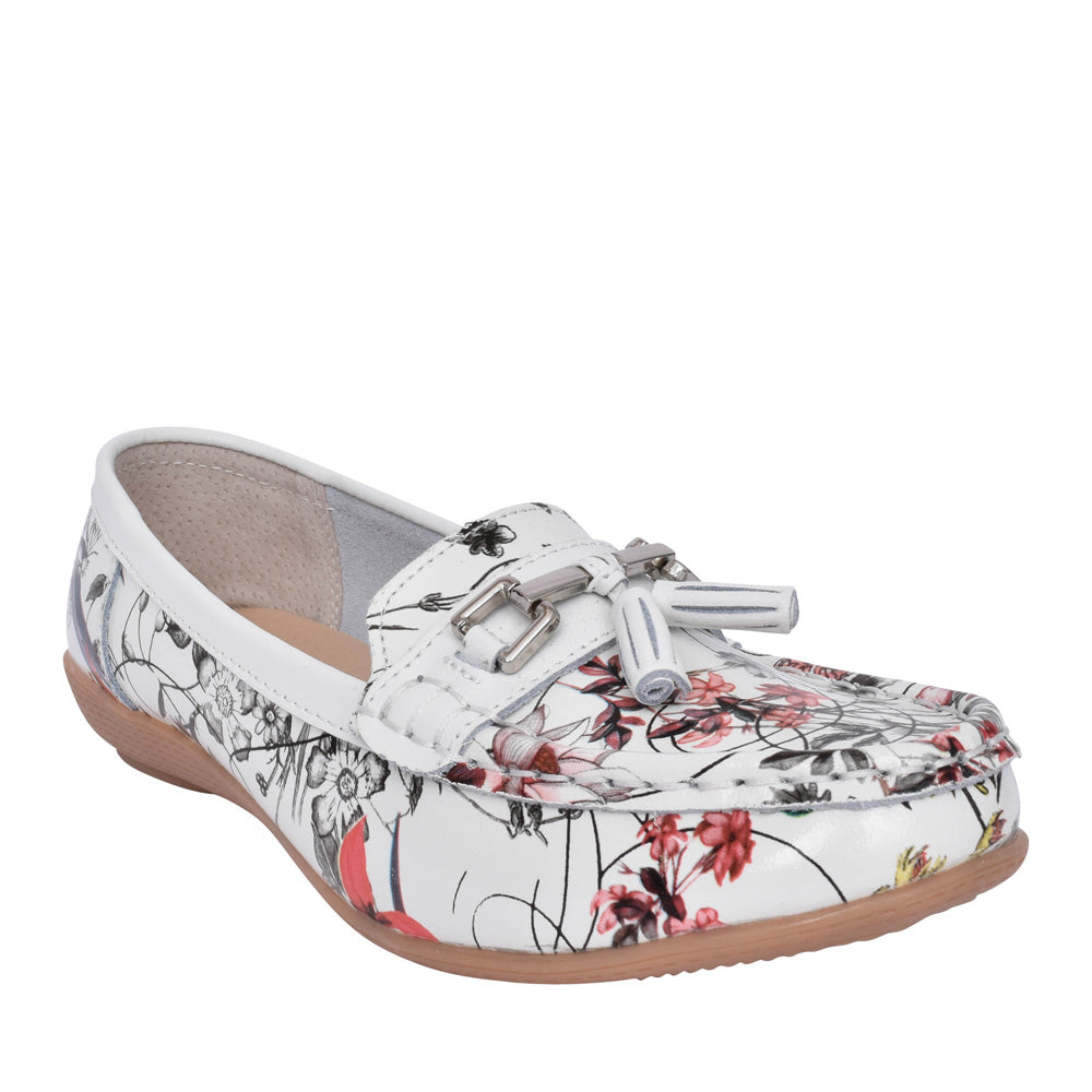 Ladies Botanical Slip-on Shoe In White