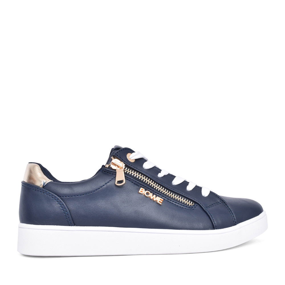 Ladies Flucher Laced Trainer In Navy