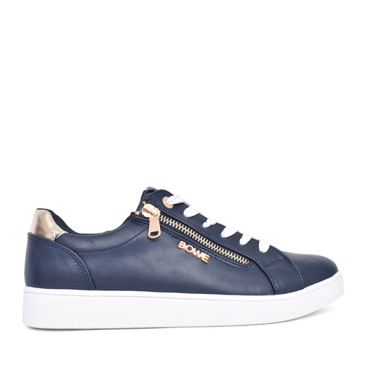 Ladies Flucher Laced Trainer In Navy